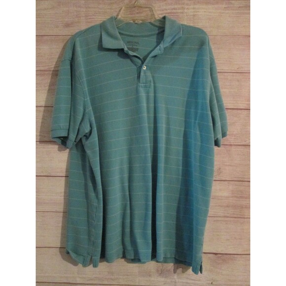 Merona The Ultimate Polo Men's XLarge Polo Shirt Blue Green Short Sleeve Striped - Picture 1 of 3